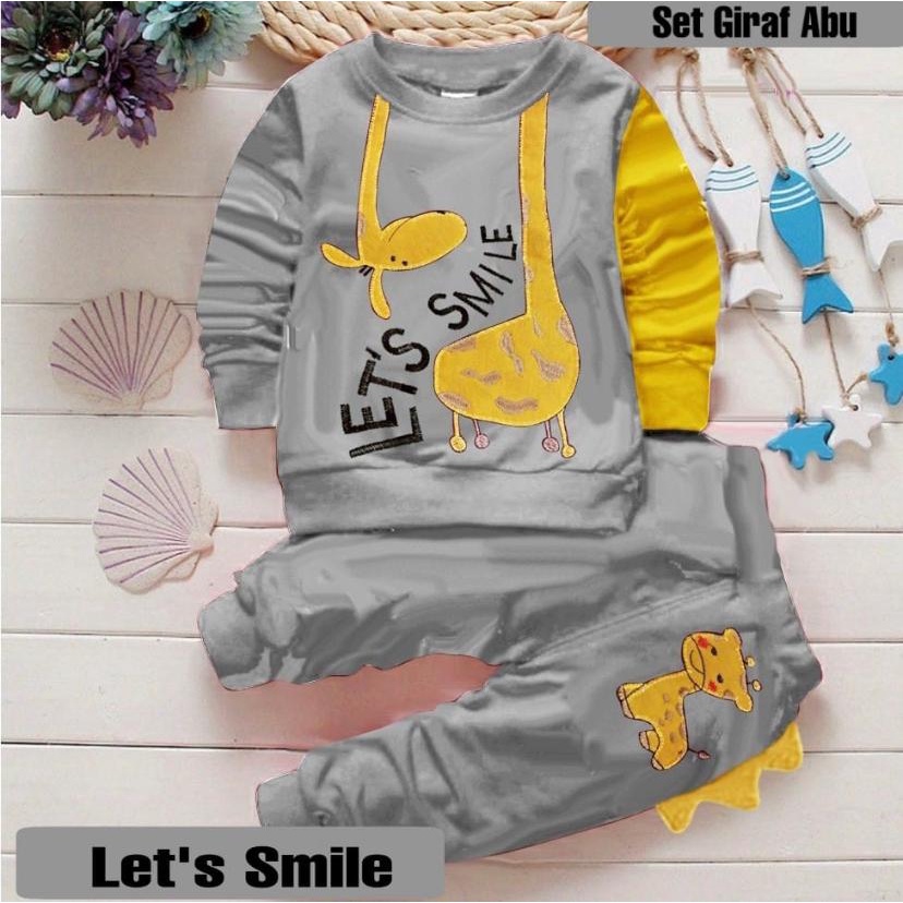 SETELAN SWEATER JOGGER ANAK BAJU ANAK 1-5 TAHUN MOTIF JERAPAH SWEATER ANAK LAKI LAKI DAN PEREMPUAN