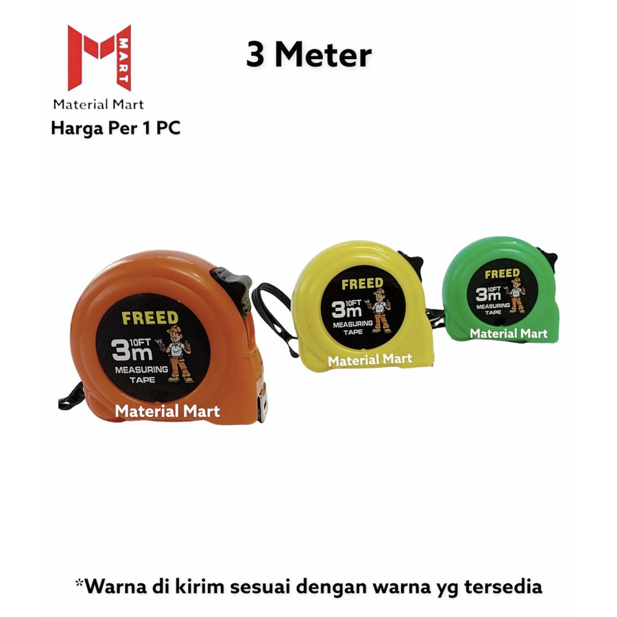 Meteran 3M ABS Murah | Alat Ukur 3 Meter Warna | Meteran 3 M | 3Meter | Material Mart