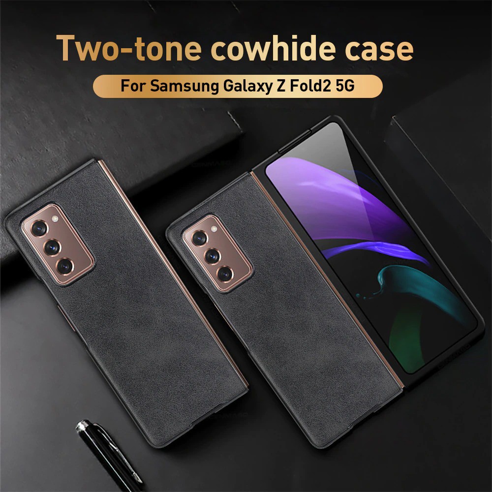 Case Leather Samsung Galaxy Z Fold 2 Leather Flip Dual Frame Leather Case Z Fold 2