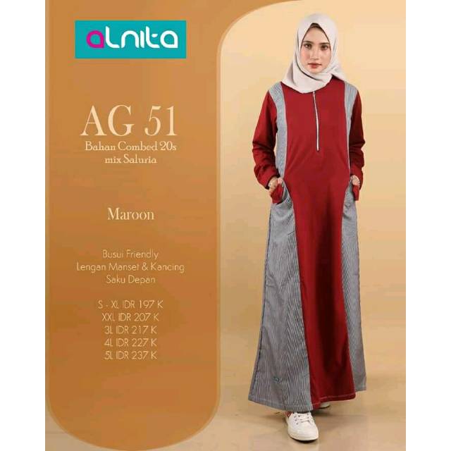 Gamis ALNITA AG 49 Maroon || Gamis Promo || Alnita Nibras Haihai