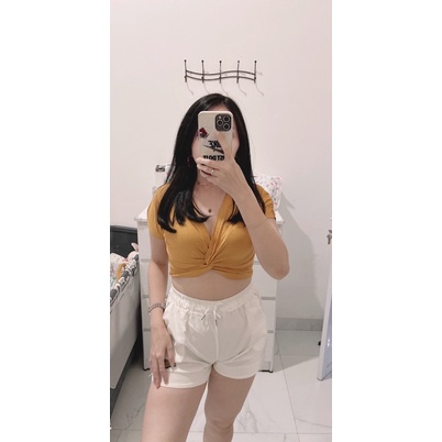 spandek croptop wanita | summer croptop kerut depan | korean croptop wanita | croptop kekinian murah | aquarius boutique89 grosir