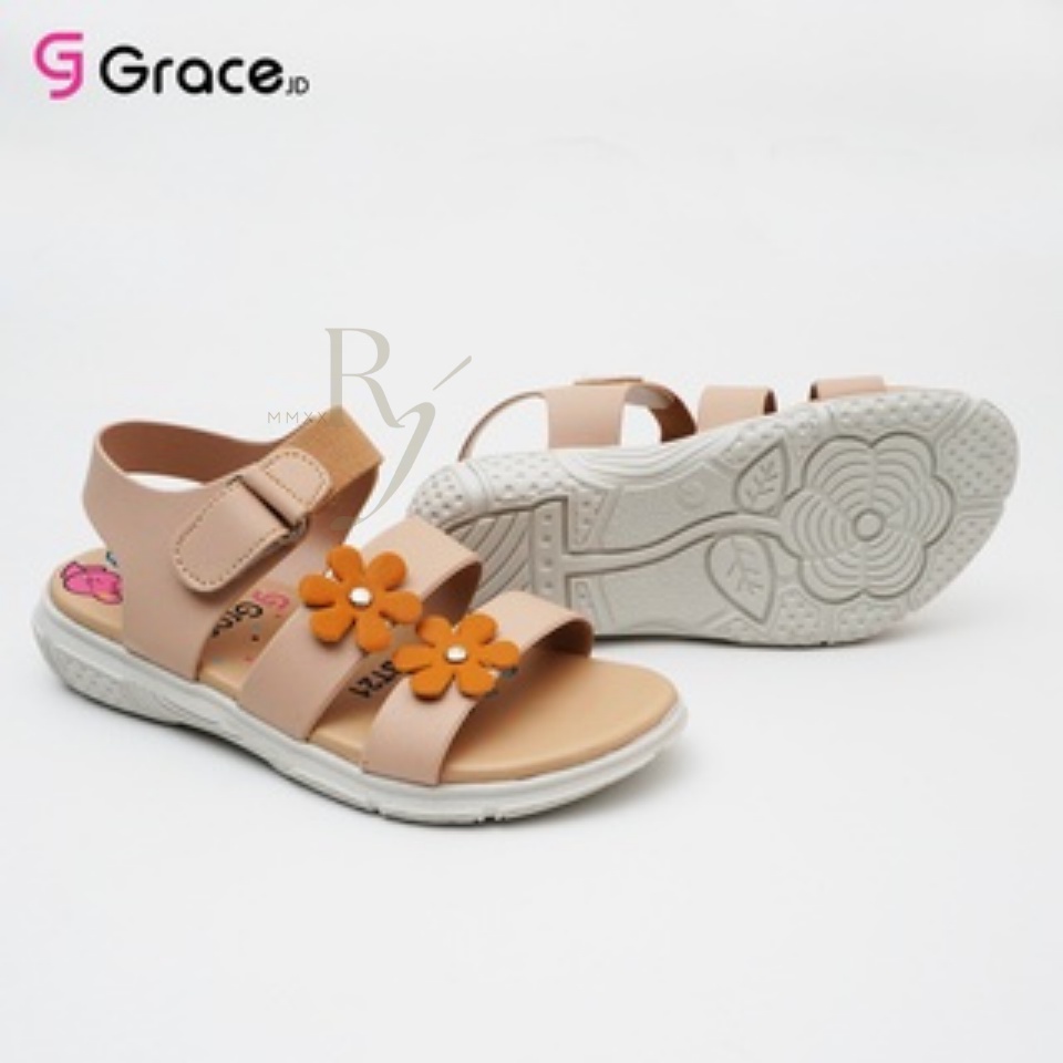 GRACE [MUSE LET BAN 2 - 502] Sandal Anak Perempuan BT/ Sendal Let Bunga Anak Perempuan/ Sandal Selop Tali Belakang Cewek