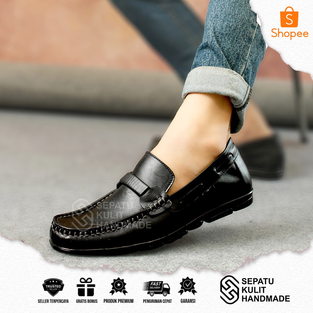 SKH x SAVIRA - Sepatu Bunut Pria Kulit Sapi Asli Original 100% Pancus Casual Remaja Dewasa Laki Laki