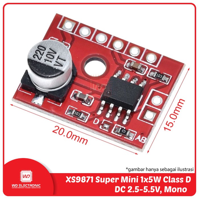 XS9871 Super Mini Digital Amplifier Board 1x5W Class D Mono