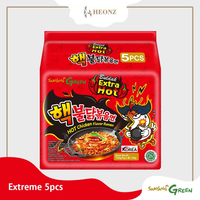 

impor-mie- 5 in 1 - samyang hot chicken ramen extreme 2x spicy -mie-impor.