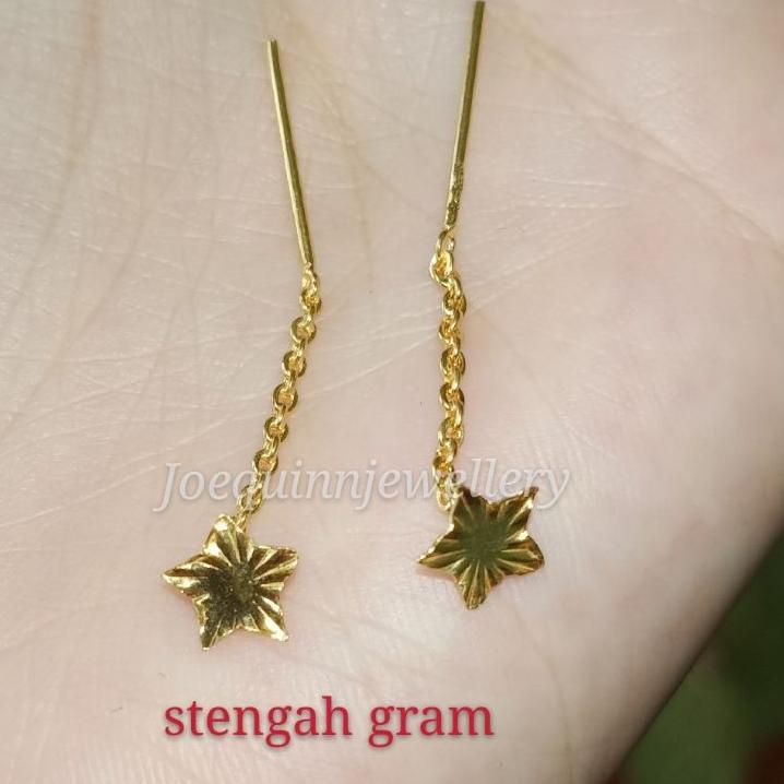((TERLARIS)) Anting panjang star emas muda stengah gram