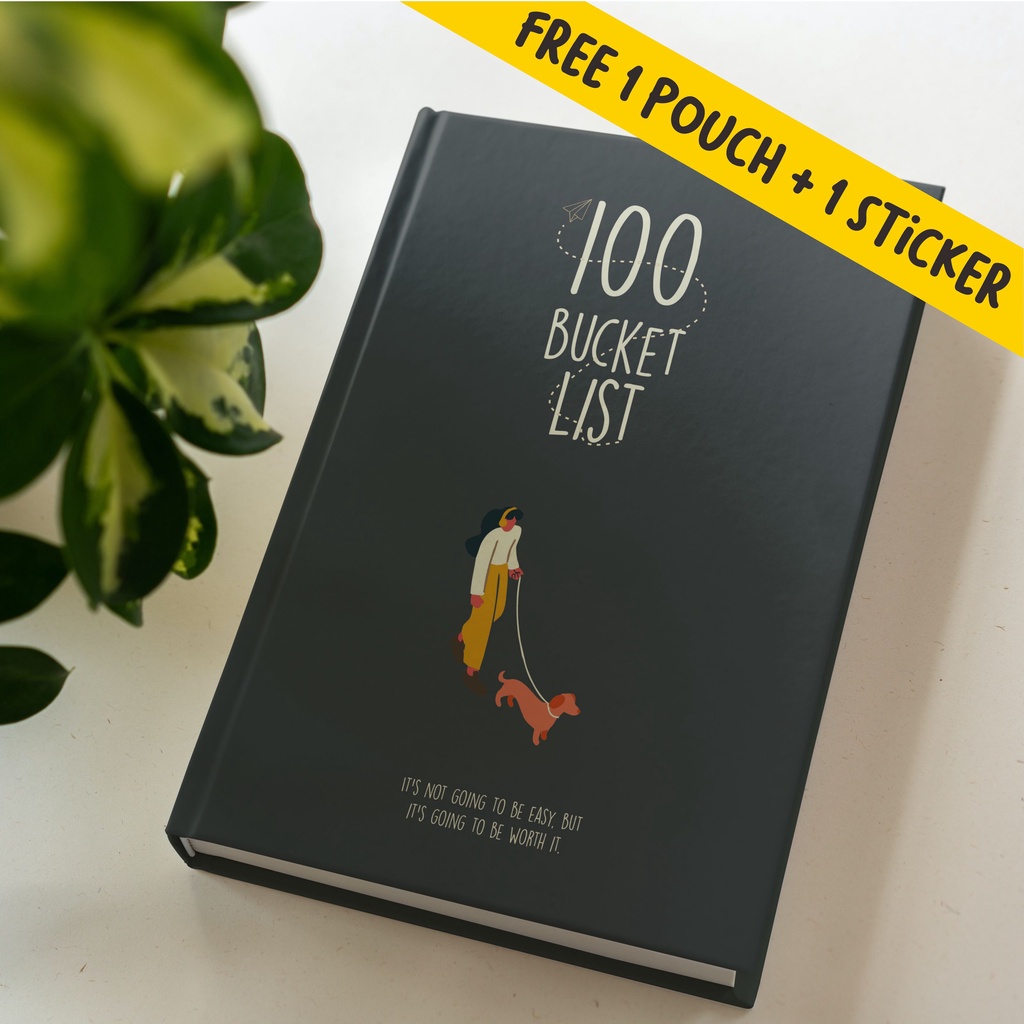 

Buku Catatan Notebook Planner Journal Agenda, Polos dan Dotted 100 Bucket List Hitam