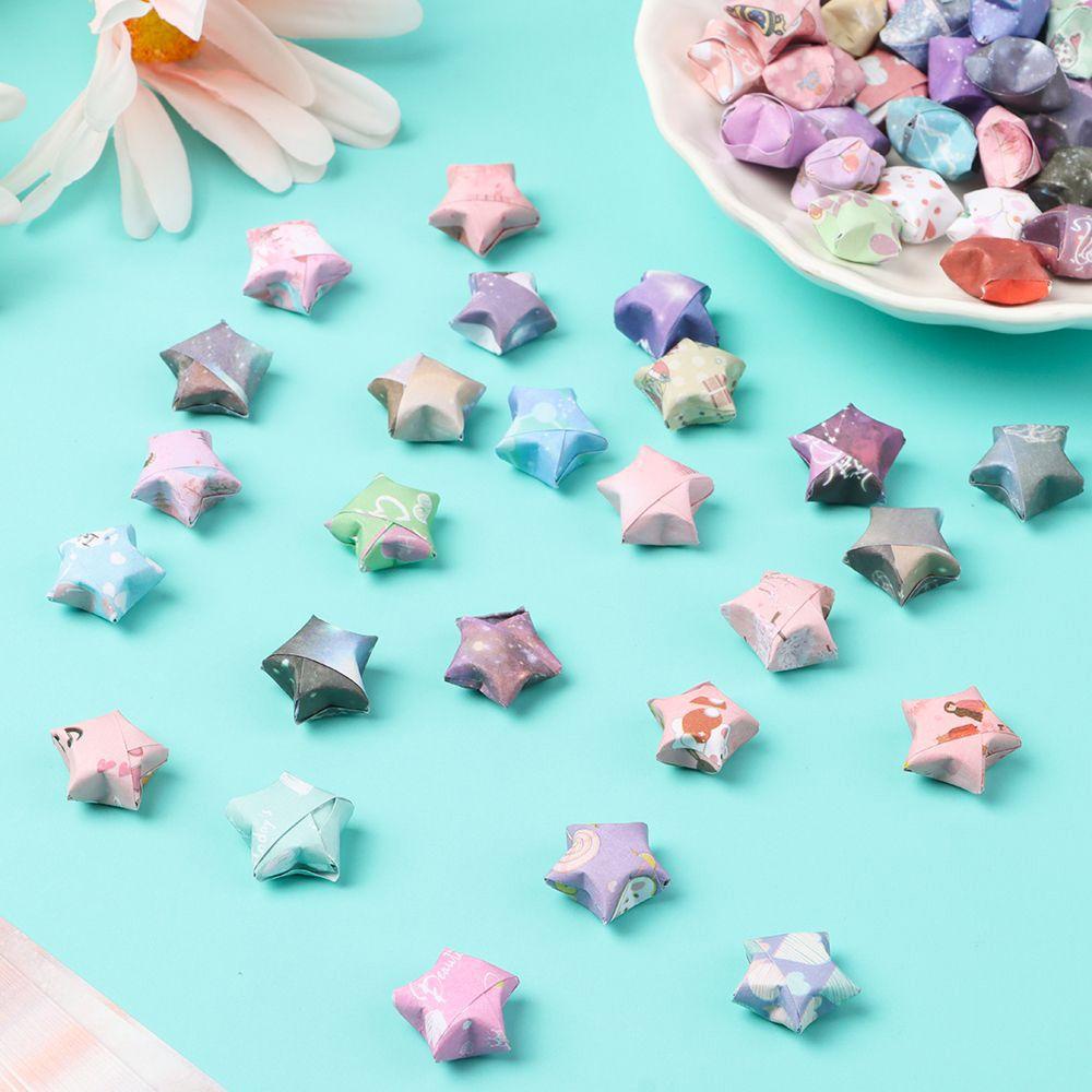 Mxbeauty Kertas Origami Hadiah Kawaii Lucky Dekorasi Pesta Lucky Star Luar Angkasa Seni Kerajinan Pola Sederhana Origami Seni Crafting Star Origami