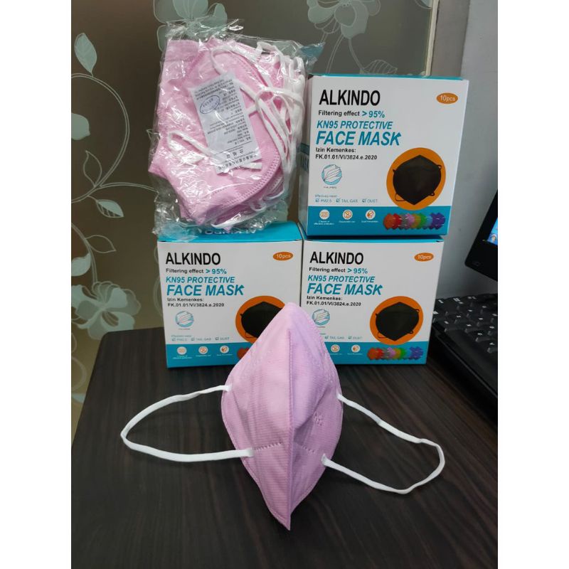 MASKER 5 PLY MASKER KN95 ALKINDO WARNA SOFT PINK  DEWASA FACE MASK KN95 N95 - HG