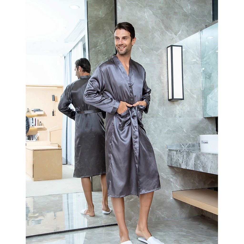 Baju Tidur Kimono Bahan Satin PRIA Korea Fashion Mens Silk Sleepwear