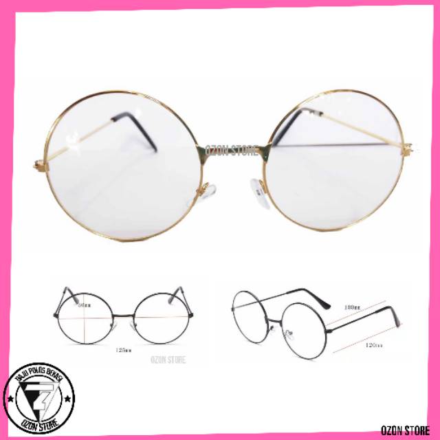 Kacamata Bulat Anti Radiasi Fashion Wanita Pria Frame Sunglasess Korea - Gold