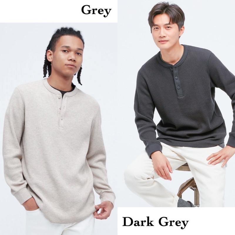 UNIQLO Waffle Henley Long Sleeve Shirt-3