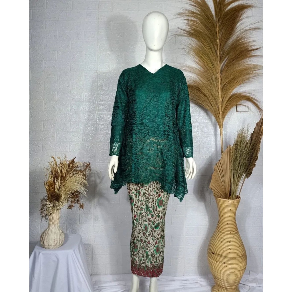 PROMO kebaya brukat rinjani jumbo / kebaya modern/ rok plisket / set bianca