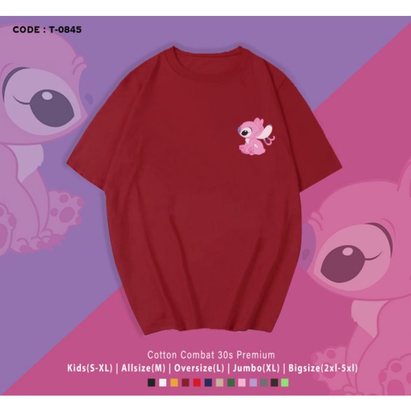 KAOS KATUN LUCU LIL STITICH PINK SIDE