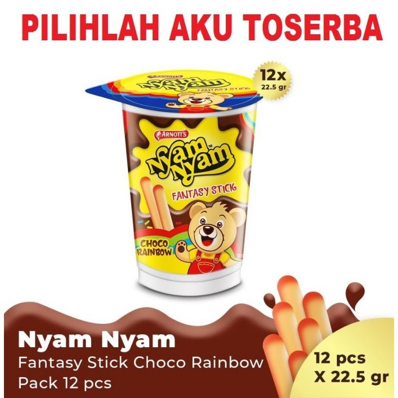 

Arnott's Nyam Nyam Fantasy Stick CHOCO RAINBOW 22,5 gr - ( HARGA 12 PCS ) AYES TOSERBA