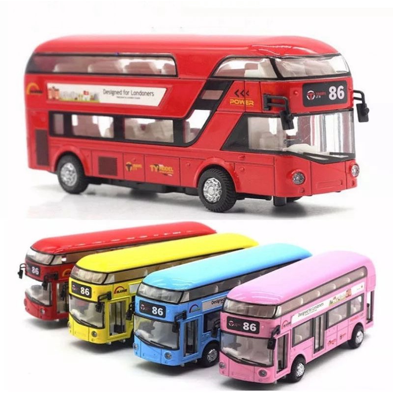 Mainan Diecast Bus London Miniatur Diecast Mobil Mobilan Bis Tingkat Luxury Bus