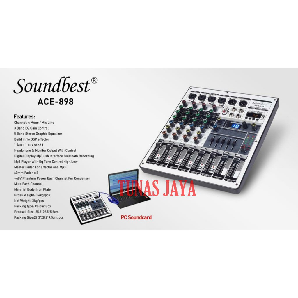 Mixer Audio SoundBest ACE 898 Original 4 Channel Bluetooth