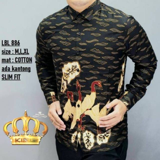  BAJU  KEMEJA BATIK  PRIA  SLIM FIT MODERN LENGAN PANJANG 