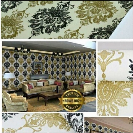 Wallpaper Sticker Batik Hitam dan Batik Emas uk 8m