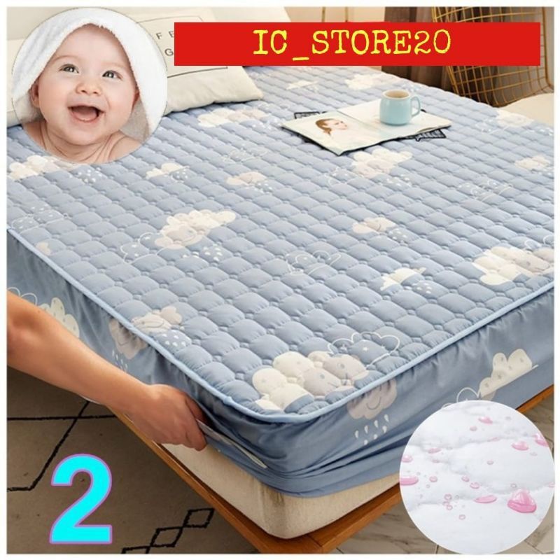Sprei Waterproof / Sprei Protector bermotif / Sprei anti air ukuran 180x200CM dan 160x200CM-180 motif awan