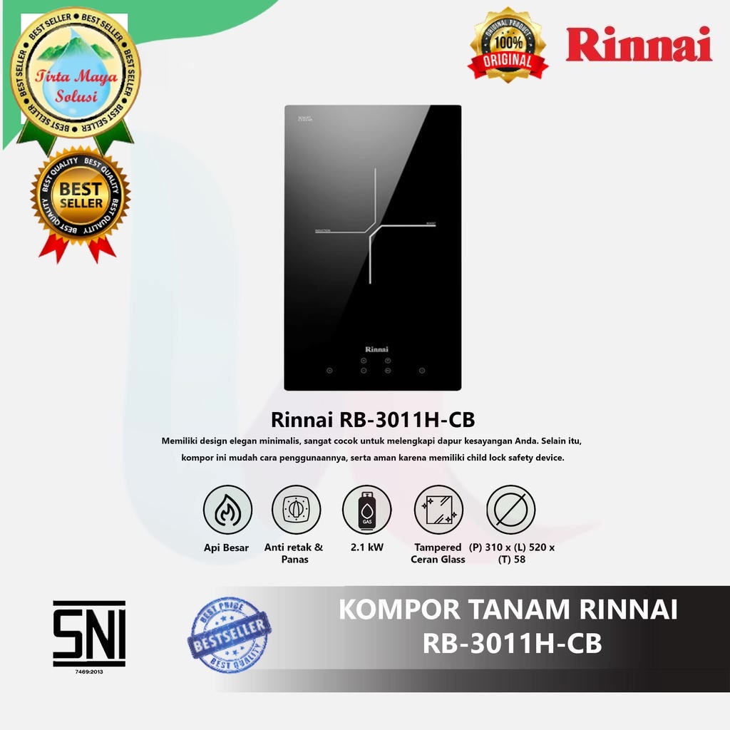 kompor tanam listrik induksi 1 tungku RINNAI RB 3011 HCB Rinai ORI