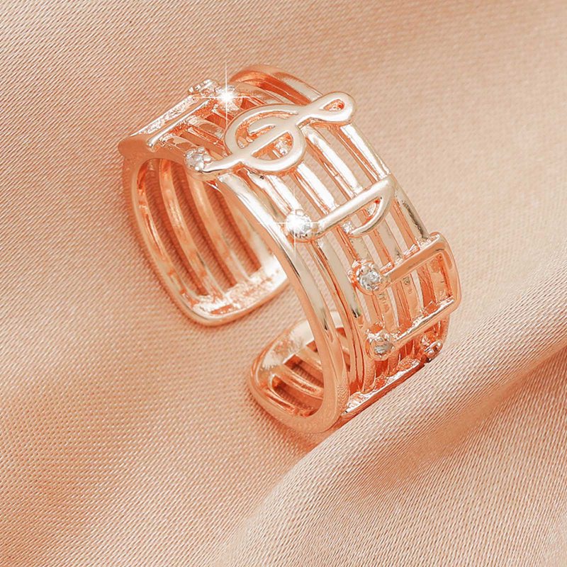 Women Rings Fashion Art Music Note Staff Hollow Alloy Charms Finger Rings Unisex Birthday Gift Accessories