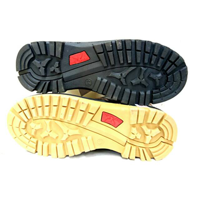 MANDIENS - Sepatu Safety Pria Kulit Asli Ujung Besi KR. 7 Hitam/Coklat
