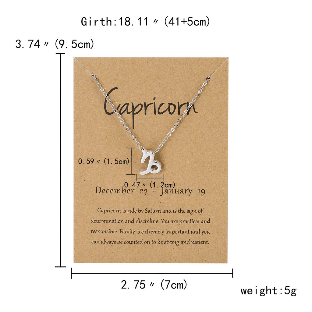 Kalung Rantai Klavikula Dengan Liontin Kartu Kertas Zodiak Untuk Wanita