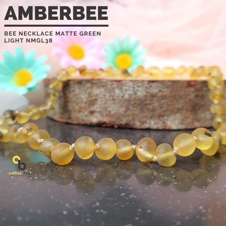 Kalung Amber Anak Premium Matte Green Light NMGL38 By Amber Bee