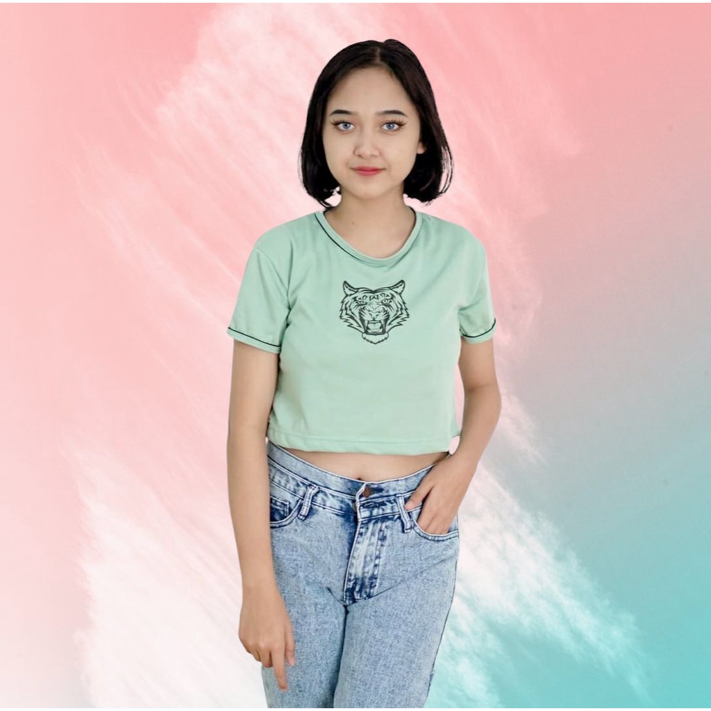 Tq88indonesia Baju Crop Wanita Terbaru / LIST CROP BABYTERRY TSHIRT / Ootd