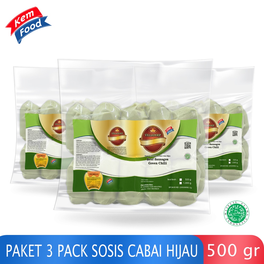 

Villadorp Paket 3 Pack Sosis Sapi Cabai Hijau - 500 gr