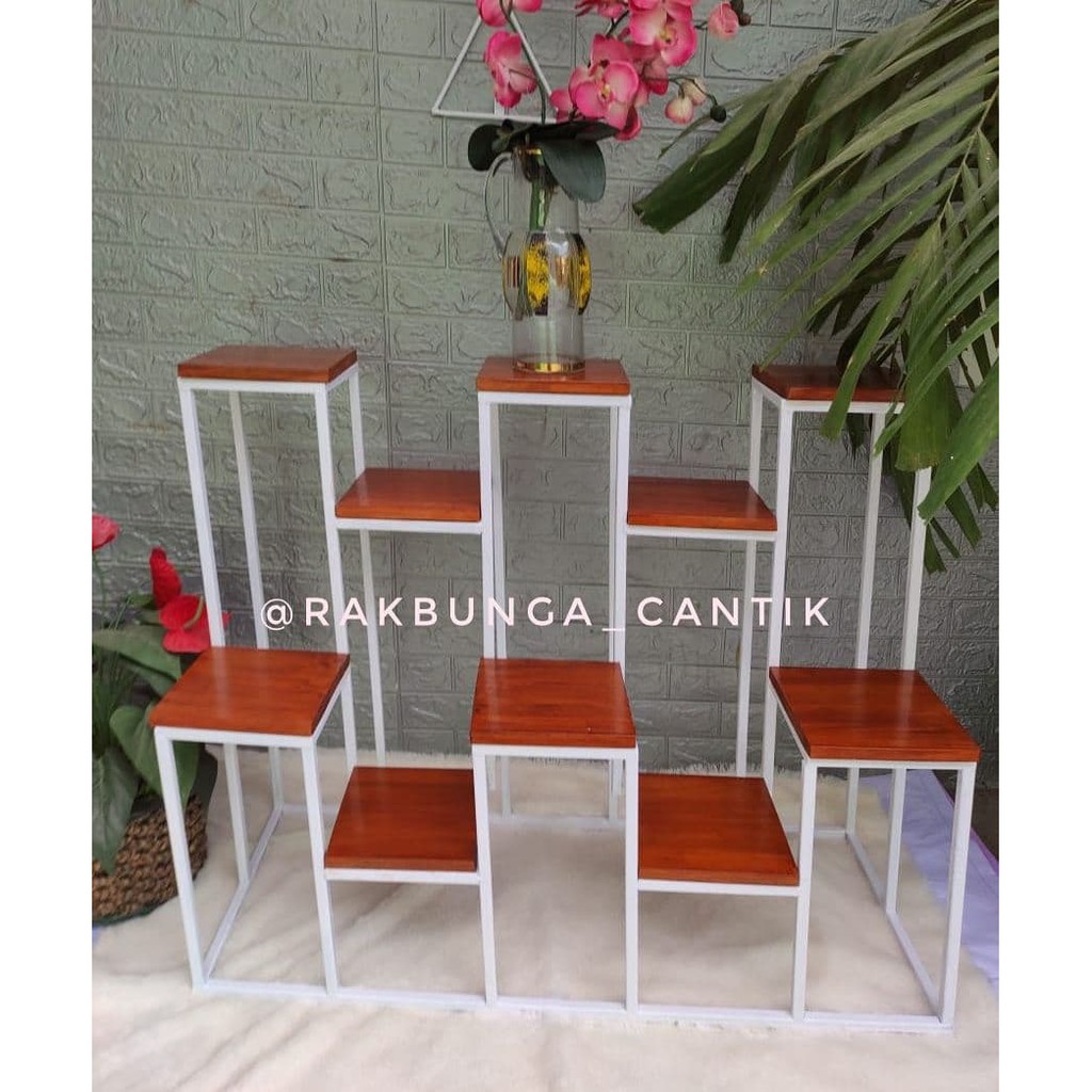 RAK BUNGA STANDING POT MINIMALIS SUSUN BESI RAK BUNGA KAYU GANTUNG RAK DINDING RAK BUNGA SHABBY R08