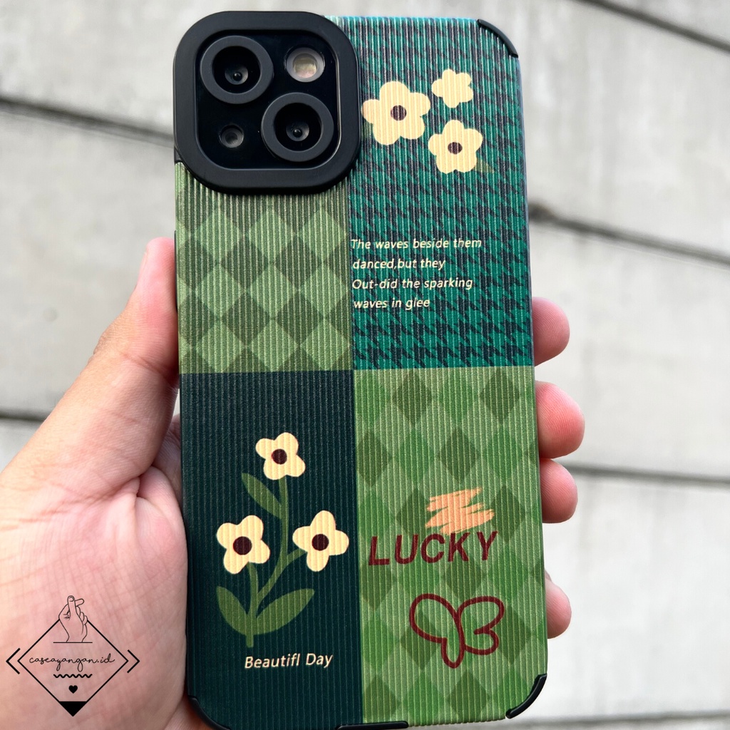 Green Flower Case for Iphone 7 8 SE PLUS X XS XR 11 12 13 PRO MAX MINI Casing Lucu Bunga Aesthetic