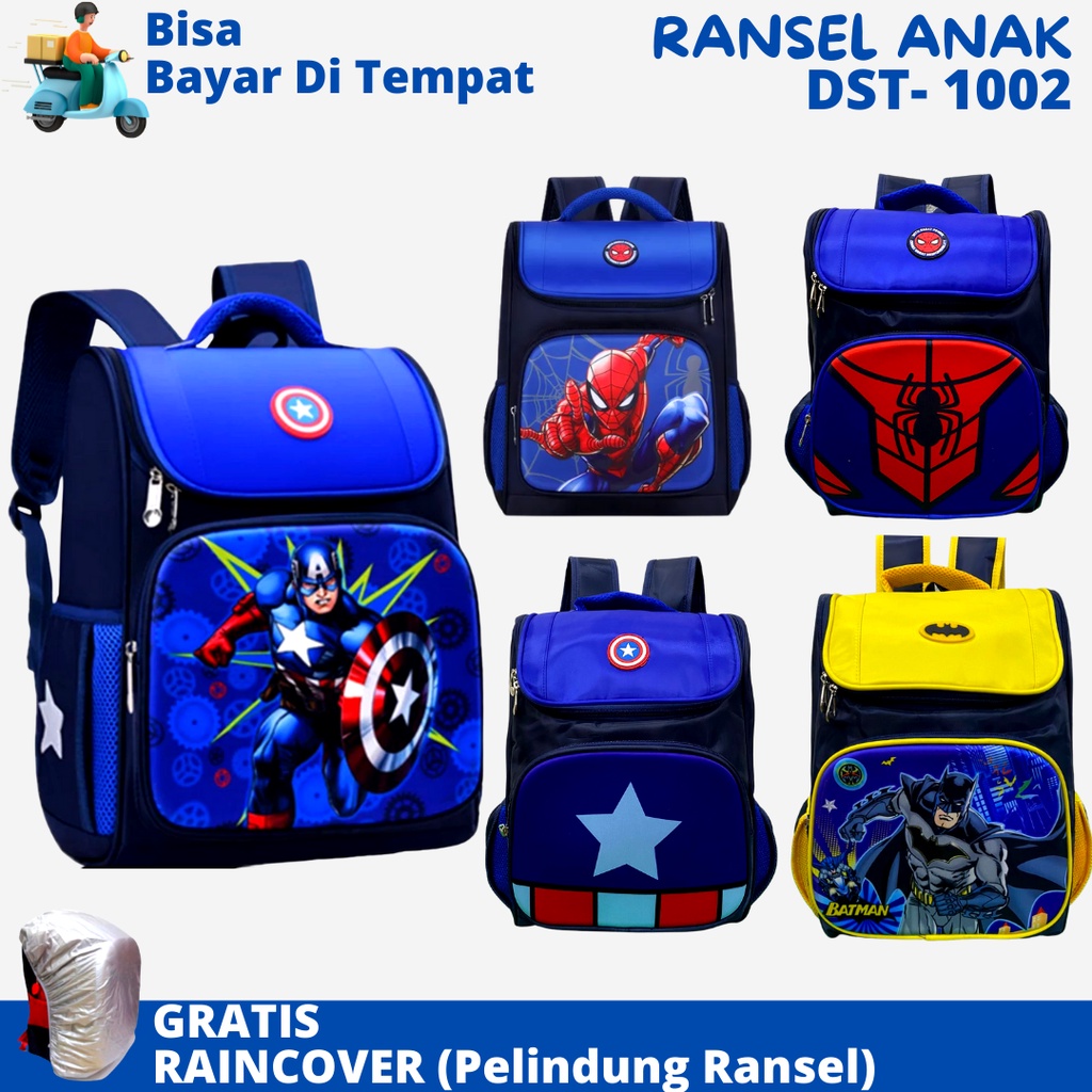 Tas Sekolah Anak SD Karakter Superhero FIBER DSTR-1002 Ukuran SD Ransel Anak