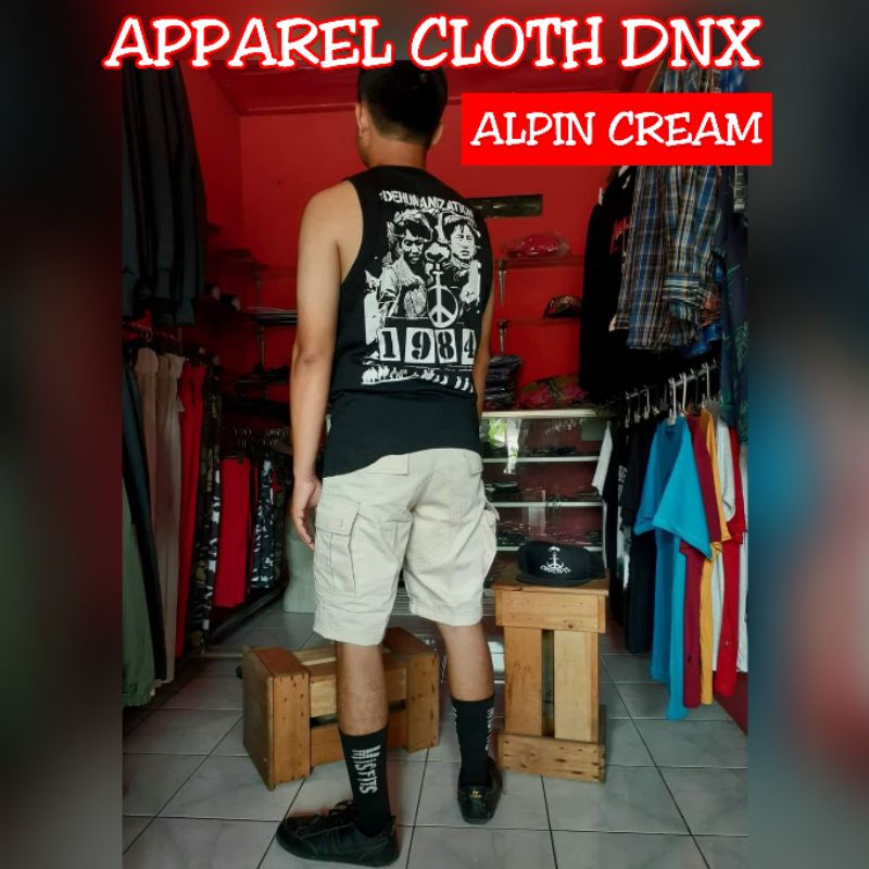 CELANA CARGO PENDEK ALPIN ALPINA ALPINE KEMPOL GEMBOL PUNK CREAM CREM KREM MERAH HITAM BIRU LORENG D