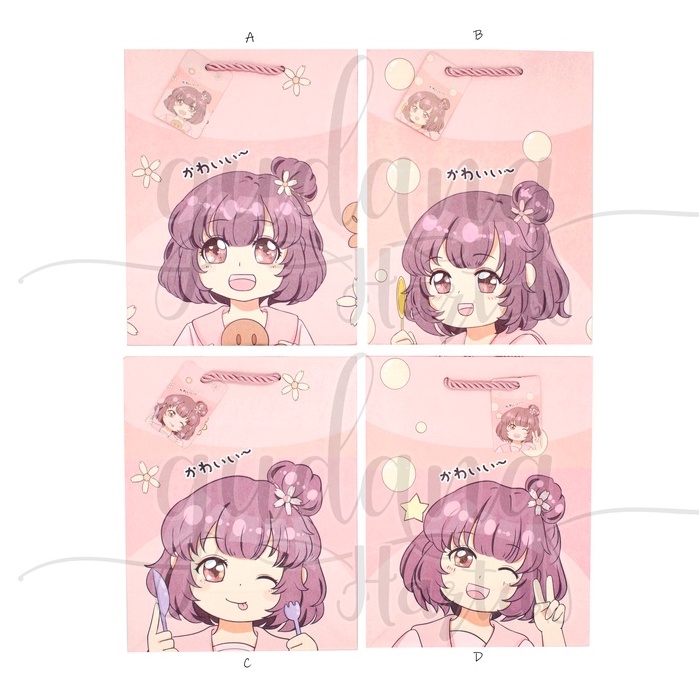 Paper Bag Purple Hair Girl Tas Kado Motif Rambut Berwarna Goodie Bag GH 507101