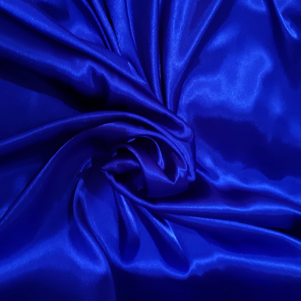 (½ meter) Kain Satin Silk Charmuse Premium Kilap Glossy Kainkini - Biru Sapphire Royal BCA ( Bahan S