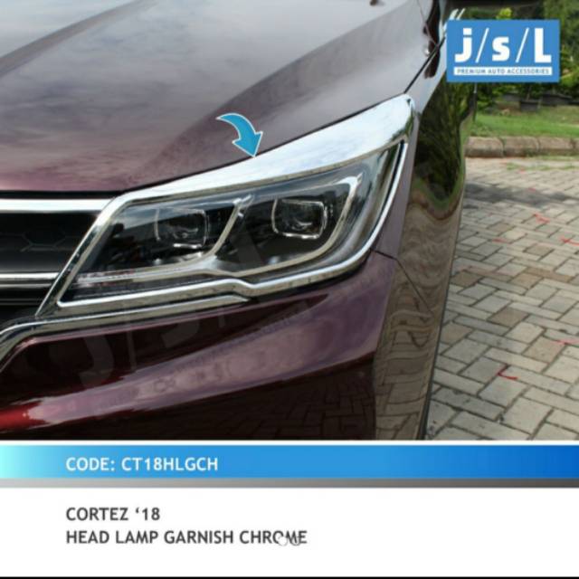 Garnish lampu depan mobil wuling Cortez Hitam &amp; Chrome / head lamp garnish jsl