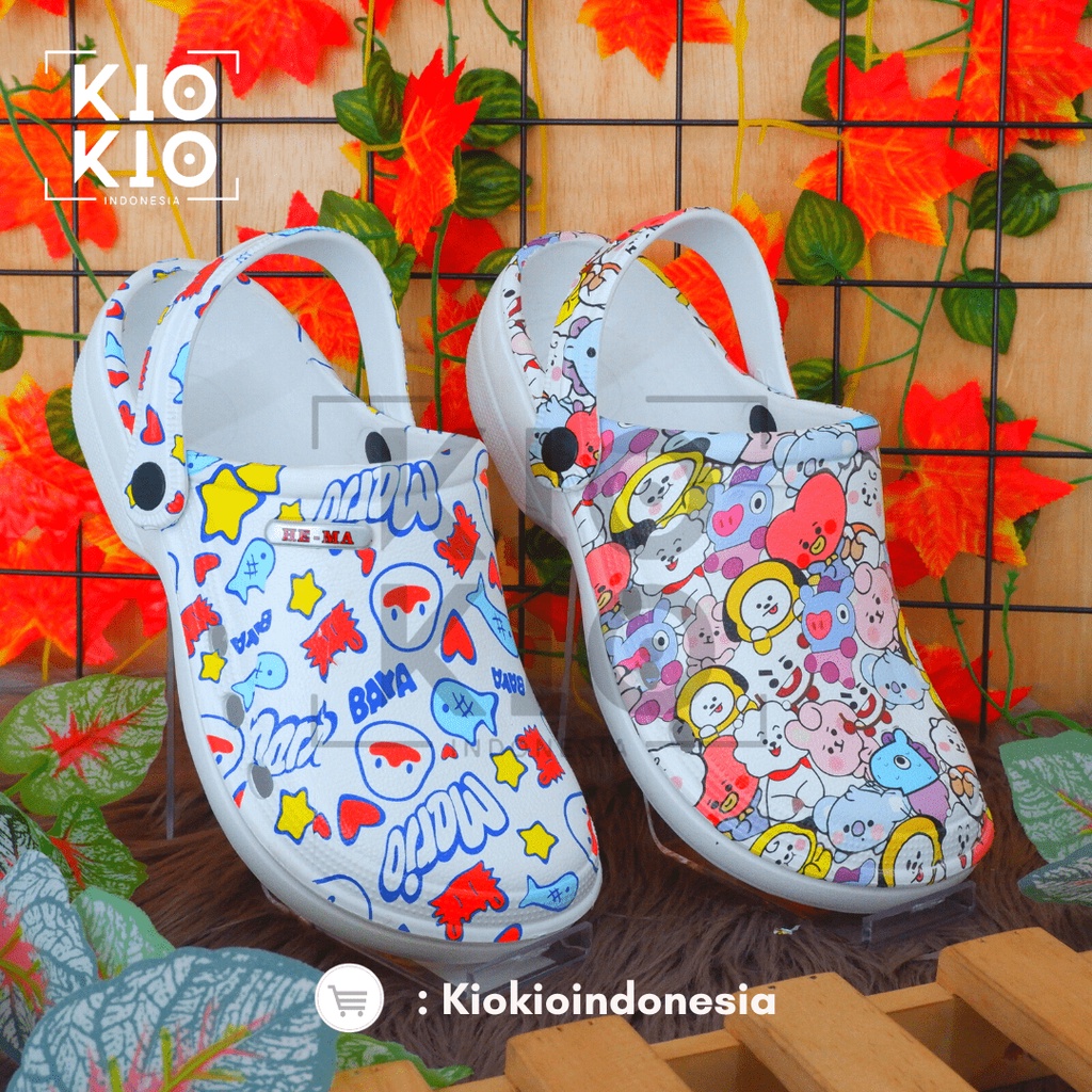 Sandal Kodok kids Couple Ibu dan Anak / Sandal Baim Motif BTS &amp; DUCK Lucu dan Imut size 19 s/d 40