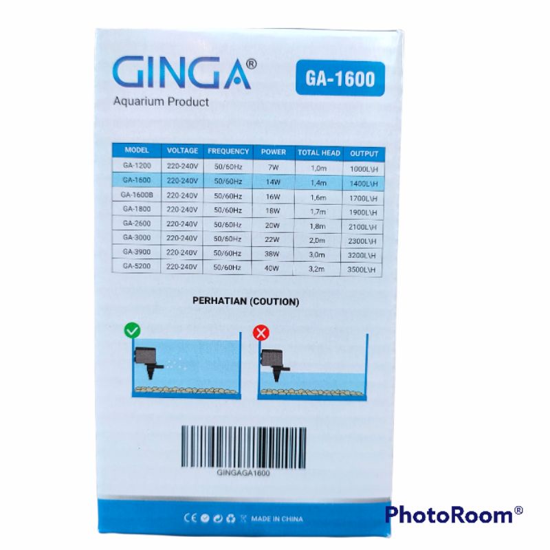 PROMO GINGA 1600 GA-1600 POMPA CELUP FILTER AQUARIUM AQUASCAPE LOW WATT POWER HEAD SUBMERSIBLE PUMP