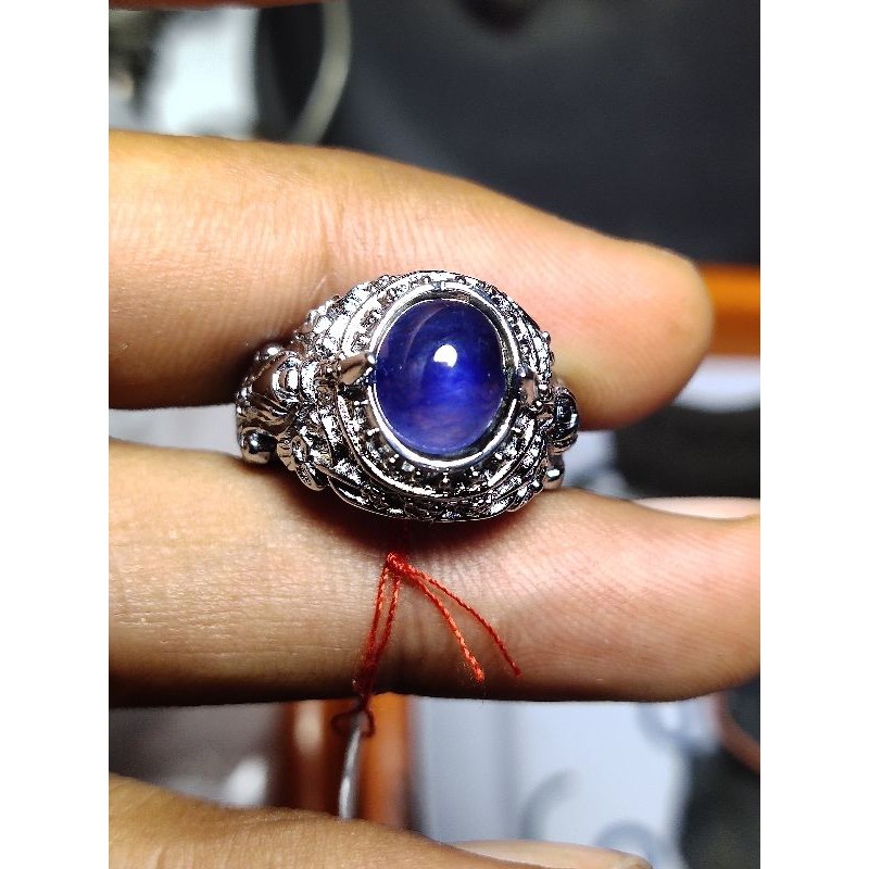 batu cincin blue safir original