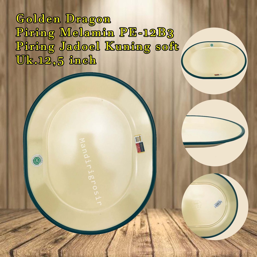 Golden Dragon * Piring Melamin * Piring Jadoel * PE-12B3 * Kuning soft * 12,5 inch