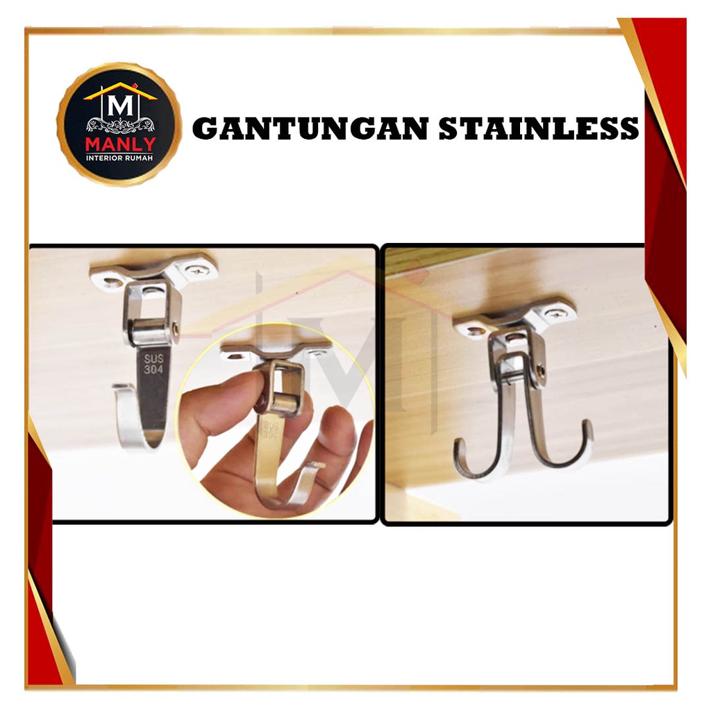 Kapstok Stainless Gantungan Hook 360 &amp; 180 Derajad / Hook Gantungan Stainless 304 / Hook Kamar mandi