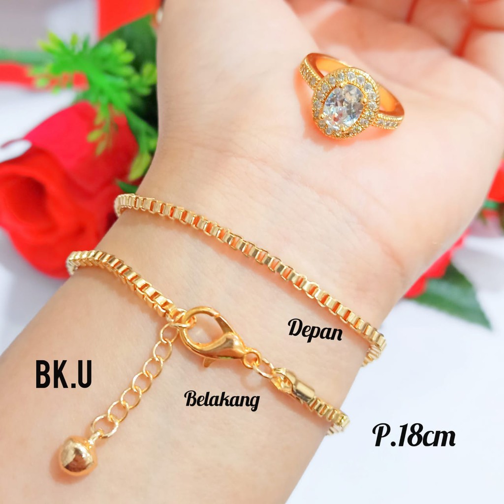 Gelang rantai FREE CINCIN (motif variasi) elegan gold&amp;silver termurah tidak karat COD