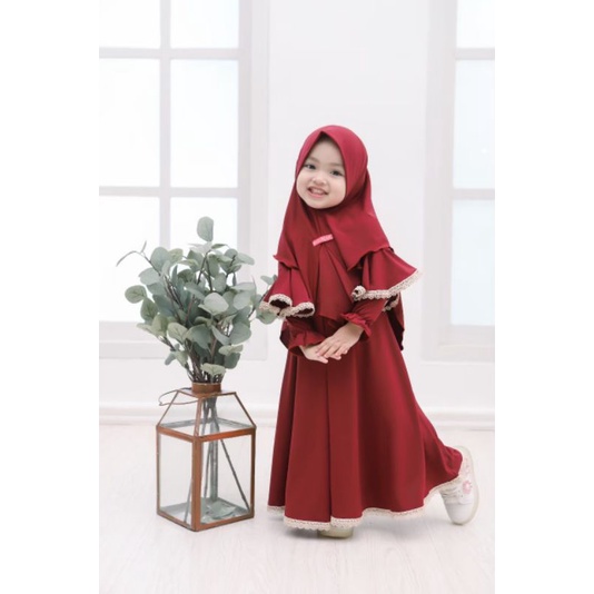 Gamis Anak Perempuan / Gamis Jyotti Original By Celycely / Gamis Anak Jersey / Gamis Anak Set hijab / Set Gamis Anak Perempuan / Baju Muslim Anak Perempuan / Pakaian Muslim Anak Perempuan / Gamis Anak Celycely / Gamis Anak Jyotti-Maroon