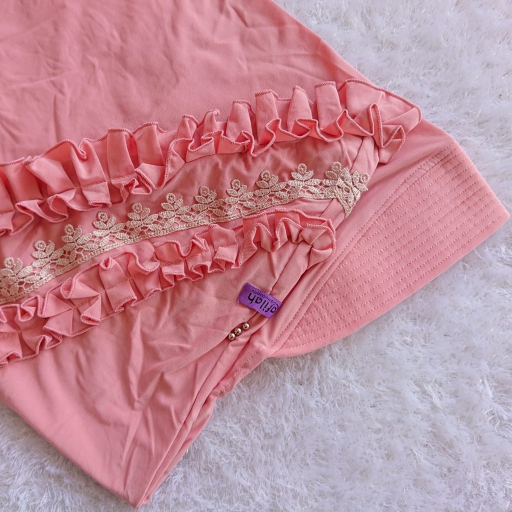 Jilbab Instan Rempel Gotik Prada Premium/Hijab Harian Rempel Depan Jersey Super Premium Daura-Peach