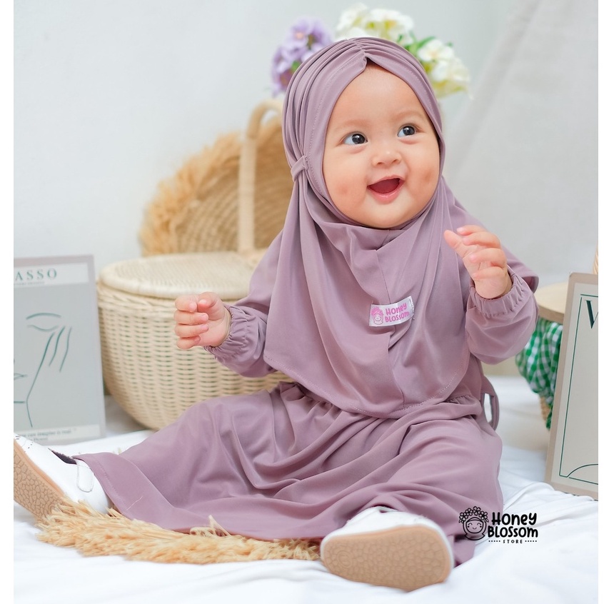 HoneyBlossom - gamis bayi polos cantik / gamis bayi perempuan 6 12 bulan lylia / gamis bayi