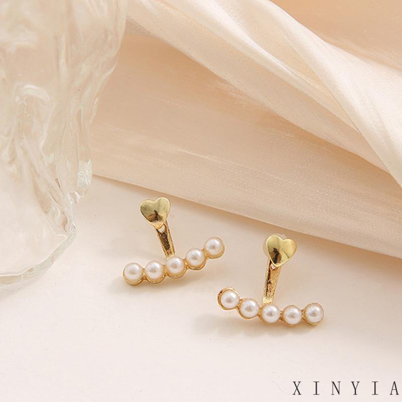 Anting Tusuk Gantung Desain Hati Hias Mutiara Untuk Wanita