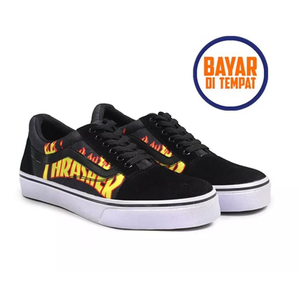 Sale!!Sepatu Vans Old Skoll TRASHER apii Peria Dan Wanita _Sepatu Vans Old Skoll Trasher Bape Shark Mouth Series Gobal Premium_Sepatu Vans Peria Sepatu Casual Sneaker  Peria Vans Oldskool Authentic Clasik Motif Sekolah-4