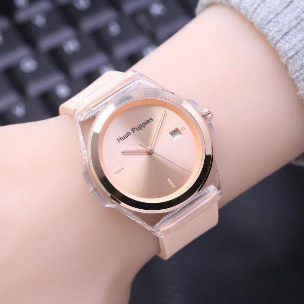 jam tangan wanita Hush Puppies karet polos - PEACH